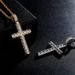 Hip Hop Grid Full Zircon Cross Pendant Necklace Unisex Simple Fashion Jewelry_ipsvogv.com