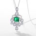 S925 Silver Cultured Emerald Pendant Female Retro Light Luxury Pendant Necklace_ipsvogv.com