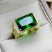 New Men's High-end Atmospheric Tourmaline Shafley Emerald Square Ring Green Does Not Fade_ipsvogv.com