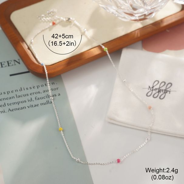 Colored Dopamine Necklace For Women, Niche Colored Oil Drop Stacking Design Double Layer Beaded Necklace For Women_ipsvogv.com
