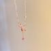Sweet Pink Heart Beaded Necklace For Women With Ribbon Bowknot Tassel Collarbone Chain Choker_ipsvogv.com
