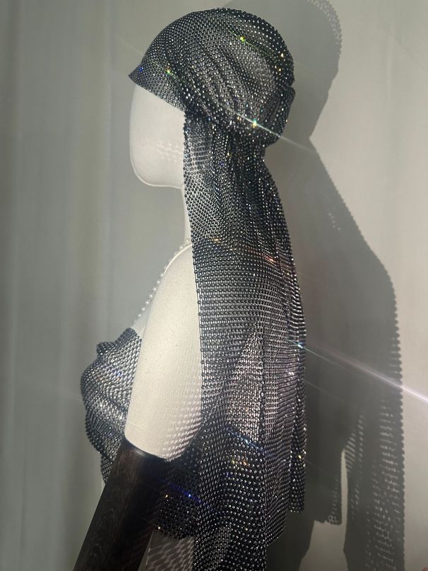 Fashion diamond mesh elastic headband hat personality full diamond party outdoor pirate hat_ipsvogv.com