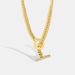 Women's Jewelry Denim Cuban Chain OT Buckle Necklace Simple Personality Copper Gold Plated Clavicle Chain Necklace Female_ipsvogv.com