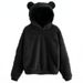 Women's Clothing autumn and winter new fluffy rabbit ears hooded warm sweater sweater_ipsvogv.com