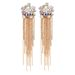 Elegant and fashionable retro geometric metal hollow rhinestone tassel chain earrings for women, versatile and high end jewelry_ipsvogv.com