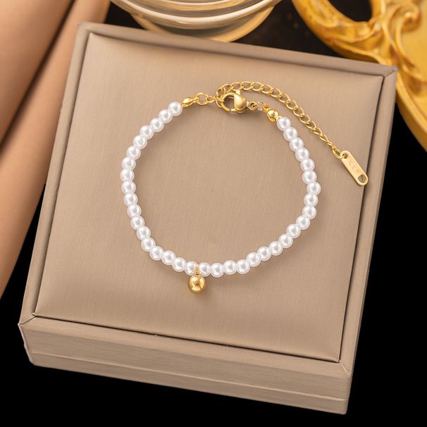 Minimalist Style Synthetic Pearl Women's Elegant Collarbone Chain Titanium Steel Necklace Light Luxury Accessory_ipsvogv.com