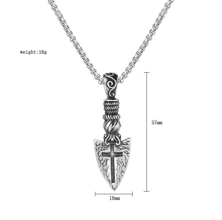 Men's Jewelry Personalized Retro Vajra Cross Shield Titanium Steel Pendant_ipsvogv.com