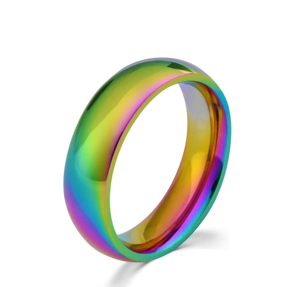Stainless steel vacuum plated colorful glare color titanium steel ring ring genderless neutral rainbow hand jewelry_ipsvogv.com
