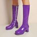 Women's Shoes autumn and winter new thick heel medium heel women's boots patent leather high boots square toe boots white side zipper pole dance boots_ipsvogv.com