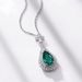 cultivated Emerald Drop Pendant S925 Silver Inlaid With Colored Gemstone Clavicle Pendant Retro Temperament For Mother_ipsvogv.com