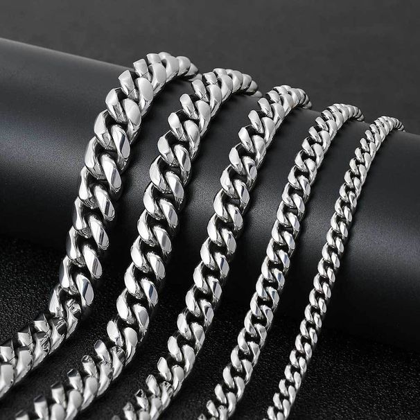 Unisex Hip Hop Spring Buckle Stainless Steel Chain Encrypted Cuban Chain Titanium Steel Jewelry High End Men's Bracelet_ipsvogv.com