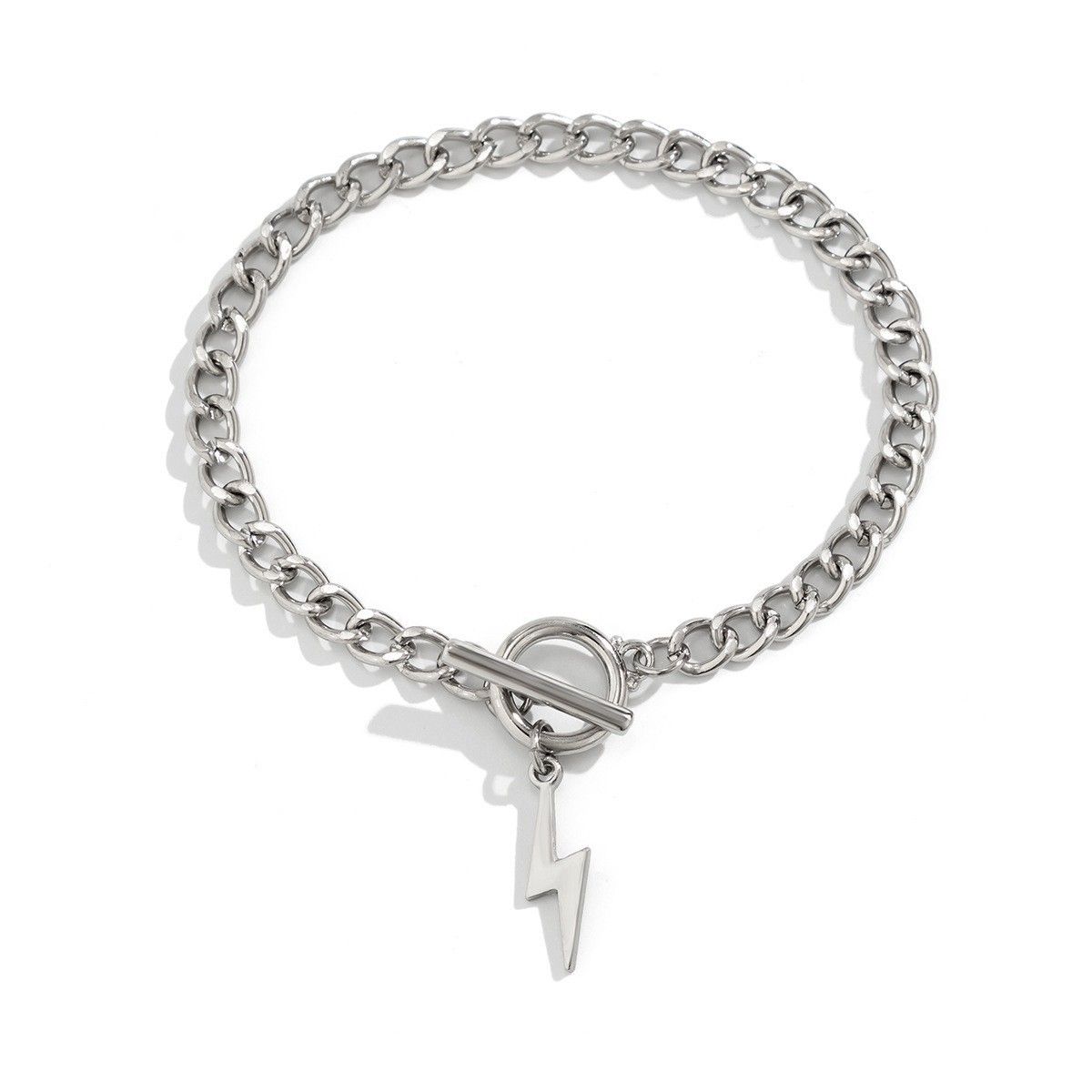 Hip-Hop Lightning OT Buckle Trendy Niche Fashion Wristband Men's Bracelet Jewelry_ipsvogv.com