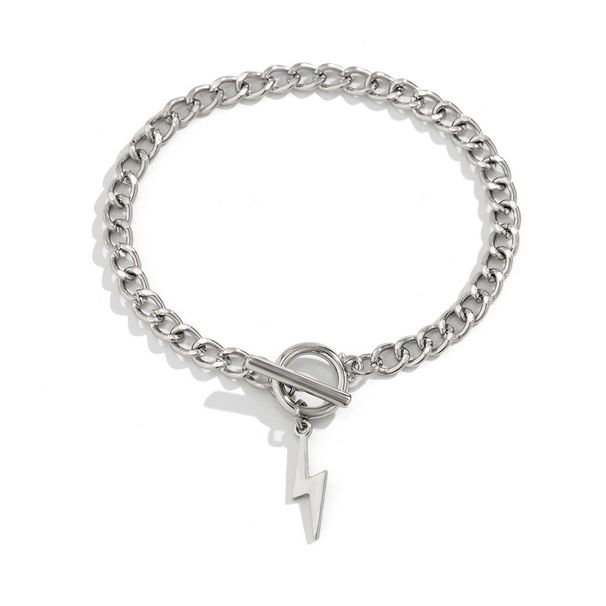 Hip-Hop Lightning OT Buckle Trendy Niche Fashion Wristband Men's Bracelet Jewelry_ipsvogv.com