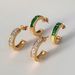 Spot Fashionable Niche Ins18k Gold Plated Titanium Steel Emerald Zircon Crescent Earrings_ipsvogv.com