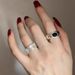 Sweet Cool Fried Dough Twists Stripe Female Fashion Personality Premium Black Samurai Open Hip Hop Index Ring_ipsvogv.com