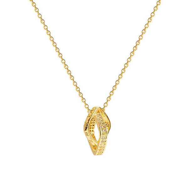 New Geometric Square Double Ring Interlocking Necklace With High-end Niche Design, Women's Neck Chain, Internet Famous_ipsvogv.com
