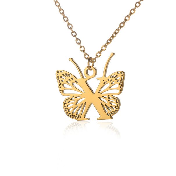 new stainless steel butterfly wings letter pendant female 26 letter necklace hollow butterfly necklace_ipsvogv.com