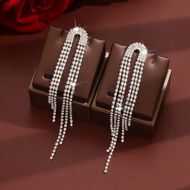 Unisex Niche Tassel Earrings Fashionable Full Diamond Earrings Personality Exaggerated High End Zircon Long Earrings Batch_ipsvogv.com
