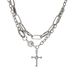 Cross double layered Necklace women's hip hop cool neck chain 2021 new temperament clavicle chain_ipsvogv.com