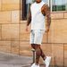 Men's casual thin five-point pants sleeveless top solid color vest shorts two-piece set_ipsvogv.com