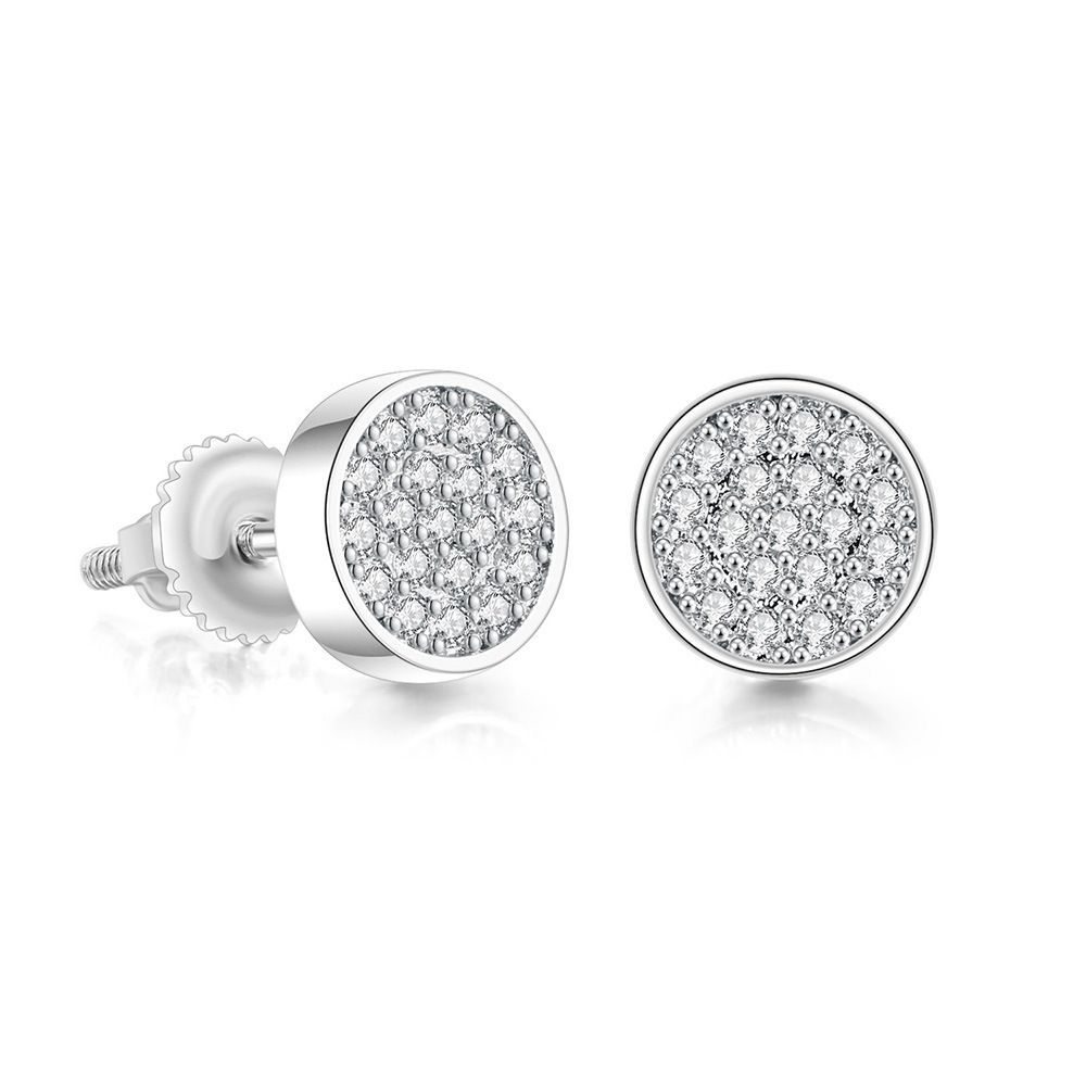 Unisex street round full diamond thread earrings trendy men's personality versatile earrings hot selling gold plated zircon earrings_ipsvogv.com