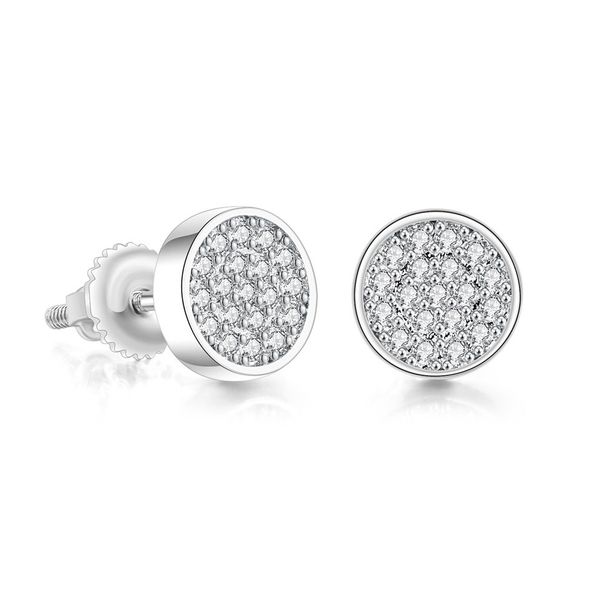 Unisex street round full diamond thread earrings trendy men's personality versatile earrings hot selling gold plated zircon earrings_ipsvogv.com
