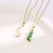 2023 New China-Chic High rise Bamboo Necklace ins Tide Luxury Small crowd Titanium steel chalcedony clavicle neck_ipsvogv.com