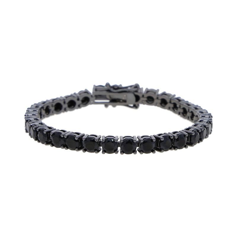 5mm Black Unisex Black & Gold Tennis Chain Bracelet - 5mm Cubic Zirconia Hip Hop Jewelry For Men & Women Tennis Chain Hip Hop Jewelry_ipsvogv.com