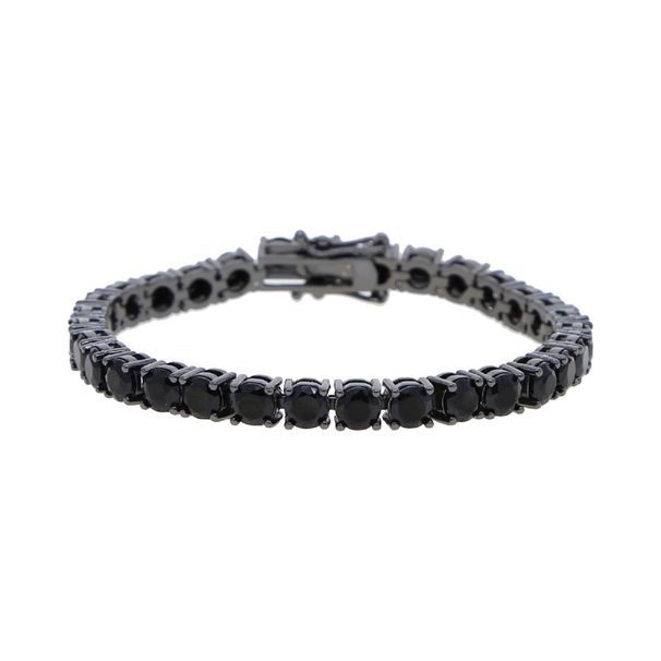5mm Black Unisex Black & Gold Tennis Chain Bracelet - 5mm Cubic Zirconia Hip Hop Jewelry For Men & Women Tennis Chain Hip Hop Jewelry_ipsvogv.com