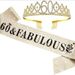 Number 40 50 60 Birthday Crown Rose Flower Etiquette Belt Set Rhinestone Headband Belt Queen Party Supplies_ipsvogv.com