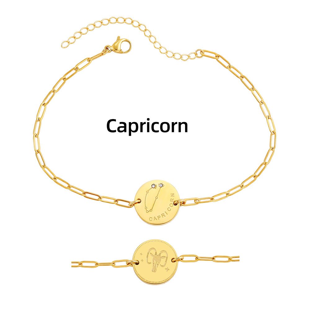 Unisex Jewelry Fashion New Real Gold 12 Constellations Stainless Steel Real Gold Diamond Color Preserving Unisex Thin Bracelet_ipsvogv.com