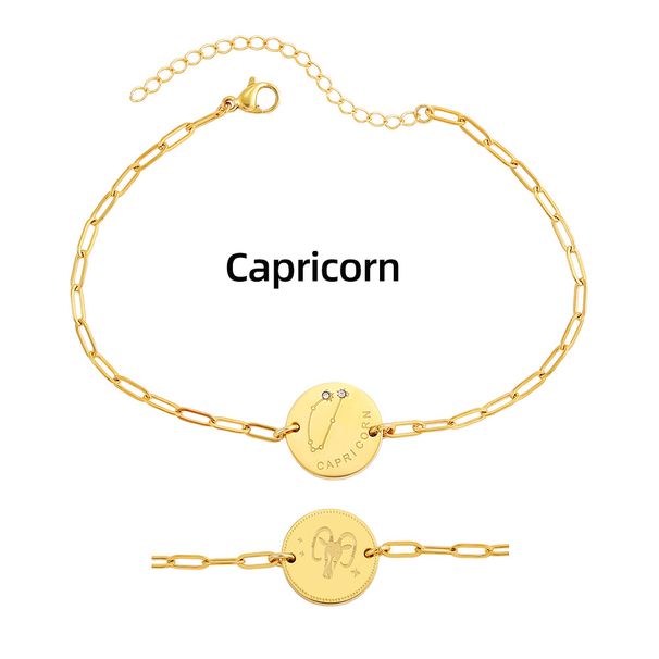 Unisex Jewelry Fashion New Real Gold 12 Constellations Stainless Steel Real Gold Diamond Color Preserving Unisex Thin Bracelet_ipsvogv.com