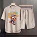 Men's Clothing 2024 Waffle Casual Summer Suit Men's Loose Teen Short sleeved T shirt Shorts Handsome Two piece Suit_ipsvogv.com