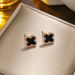 Black minimalist fashion classic versatile lucky clover earrings with anti allergic temperament and diamond studded S_ipsvogv.com