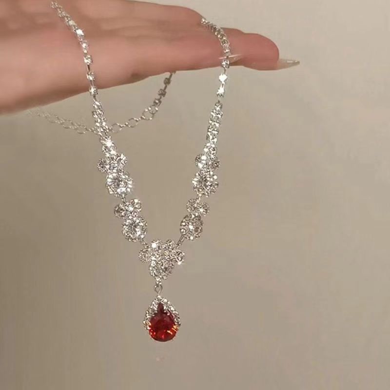 zircon New Pearl Collarbone Diamond Necklace, Sparkling Luxury ! High-end Ins Style Necklace ,_ipsvogv.com
