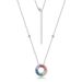 new Rainbow Ring Necklace Female S925 Silver Surrounded By Colored Gemstone Circle Clavicle Chain Personality Fashion_ipsvogv.com