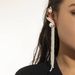 Pearl fringe ear hang no piercing exaggerated punk rivets single personality ear bone-clip trend su_ipsvogv.com