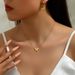 Personalized necklace set, niche drip oil bow design, collarbone chain, earrings, earrings_ipsvogv.com