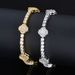 Hip Hop Spring Buckle Zircon Tennis Chain Four-Leaf Clover Men's Bracelet Jewelry High-End Accessories_ipsvogv.com