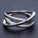 Cao Shi's Popular Personality Geometric Lines Simple Black Nano Zircon Women's Ring Fashion Closed Ring Finger Ring_ipsvogv.com