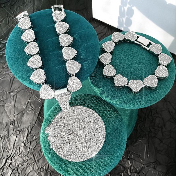 Unique Fashion Round Letter Hip-Hop Pendant New 15mm Heart Cuban Chain_ipsvogv.com