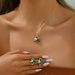 Minimalist new style women's necklace earring set, niche flower drip oil setting, this design collarbone chain for women_ipsvogv.com