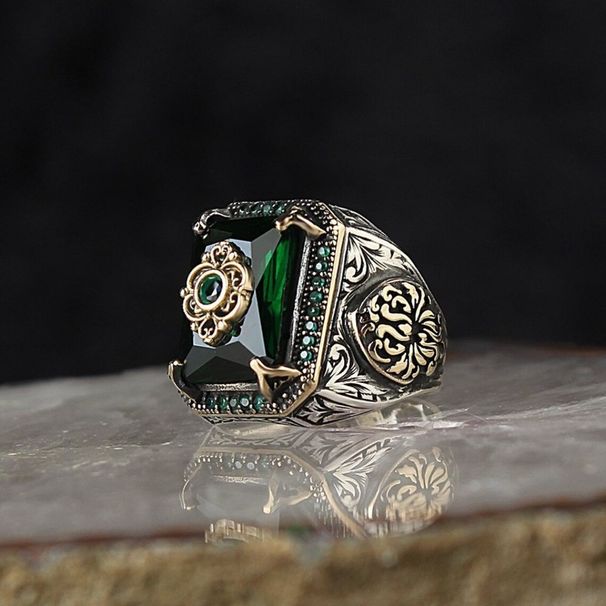 style Hot Texture Inlaid Selling Ethnic With Sea Blue Zircon Ring, Simple Ins Without Fading, Light Luxury Ring, Fading,_ipsvogv.com