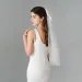 Hair Jewelry Double Layer Mesh Tulle Solid Color Women Short Wedding Veil With Clip Ribbon Edge Center Cascade Bride_ipsvogv.com