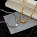 European and American all-match gold titanium steel hip-hop women's and men's thick necklace bracelet cold and simple high-end jewelry set_ipsvogv.com