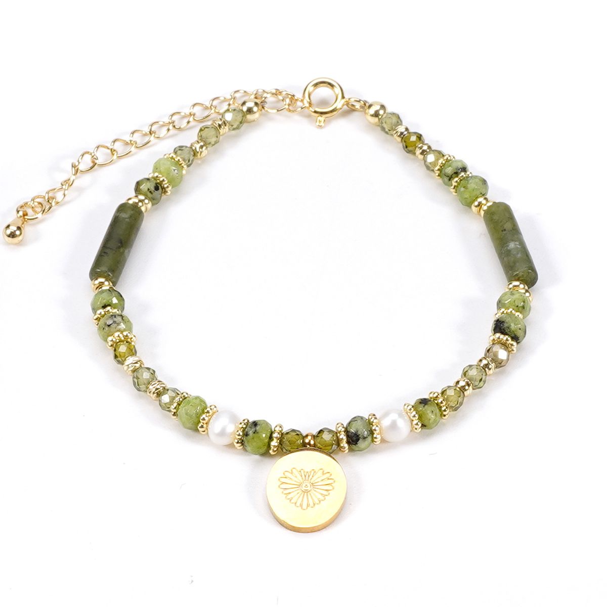 3 Cm Amber Zircon Freshwater Pearl Olive Jade Natural Stone Bracelet Necklace Clavicle Chain_ipsvogv.com