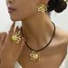 New Fashion Women's Earnail Index Finger Ring Set Hip Hop Rotating Flower Necklace Versatile Jewelry_ipsvogv.com