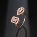 Personalized Open Bracelet Ring Two piece Set Open Water Drop Square Zircon Ring Bracelet_ipsvogv.com