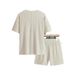Men's Textured Linen Blend Set - Summer Loose Fit Short Sleeve Suit | Vacation Ready Coordinated Outfit_ipsvogv.com