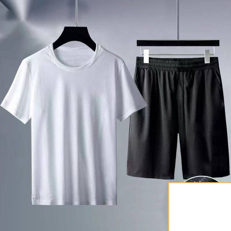 Men's Clothing Ice silk sports suit two piece summer new men's casual suit brand quick drying basketball running suit men's clothing_ipsvogv.com